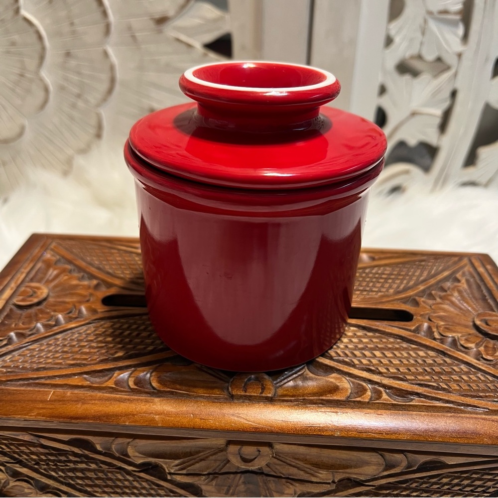 Butter Bell Crock, Red Ceramic